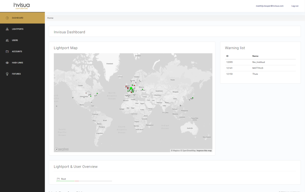 Invisua Dashboard for dynamic lighting control | Invisua Lighting